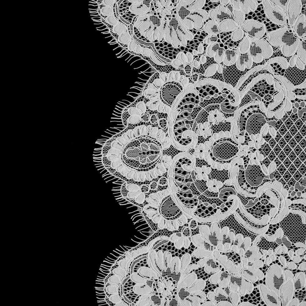 Fancy Corded Lace with Scalloped Eyelash Edges - Off-White Floral Twists - Joann Fabrics