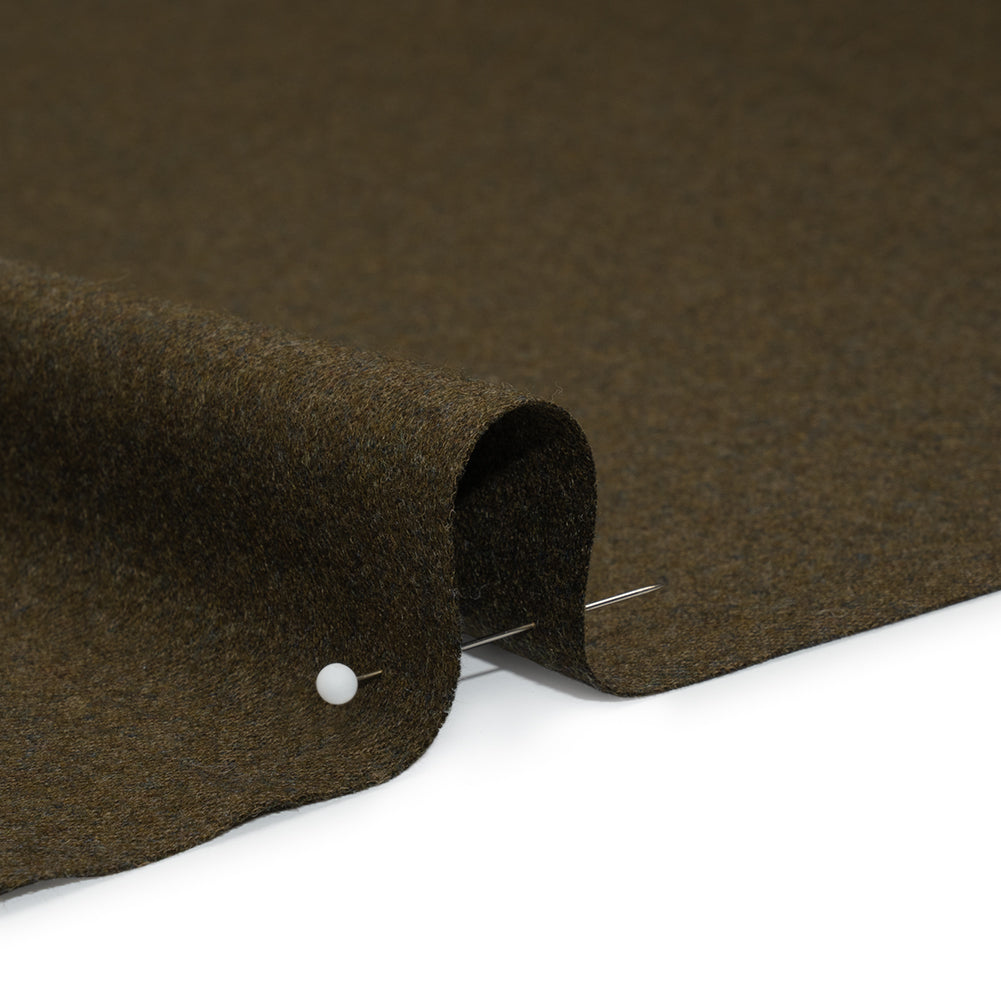 Brushed Wool Twill Suiting Made in Italy - Heathered Olive Green - Deadstock - Joann Fabrics