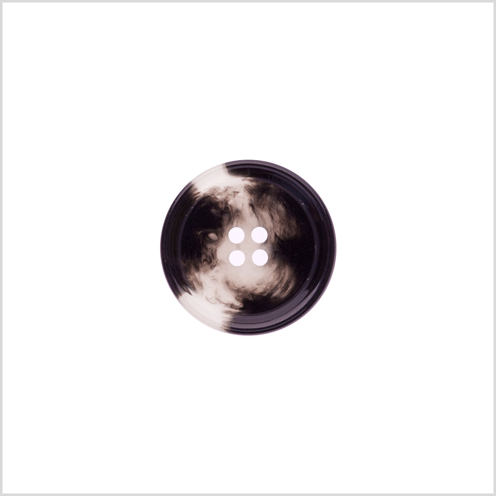 Italian Shiny Black/White Rimmed 4-Hole Button - 32L/20mm - Joann Fabrics