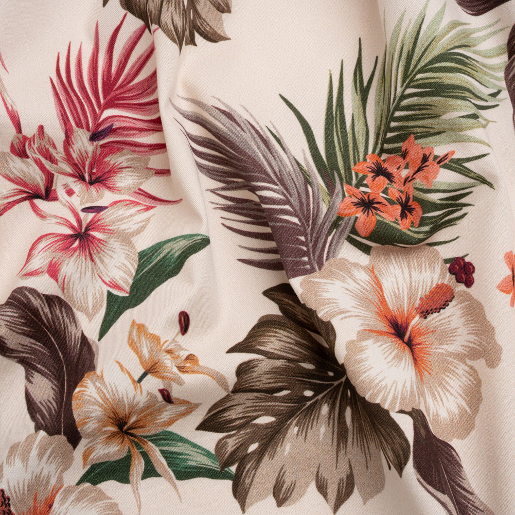 Mood Exclusive Ivory Hibiscus Holiday Stretch Cotton Twill - Joann Fabrics