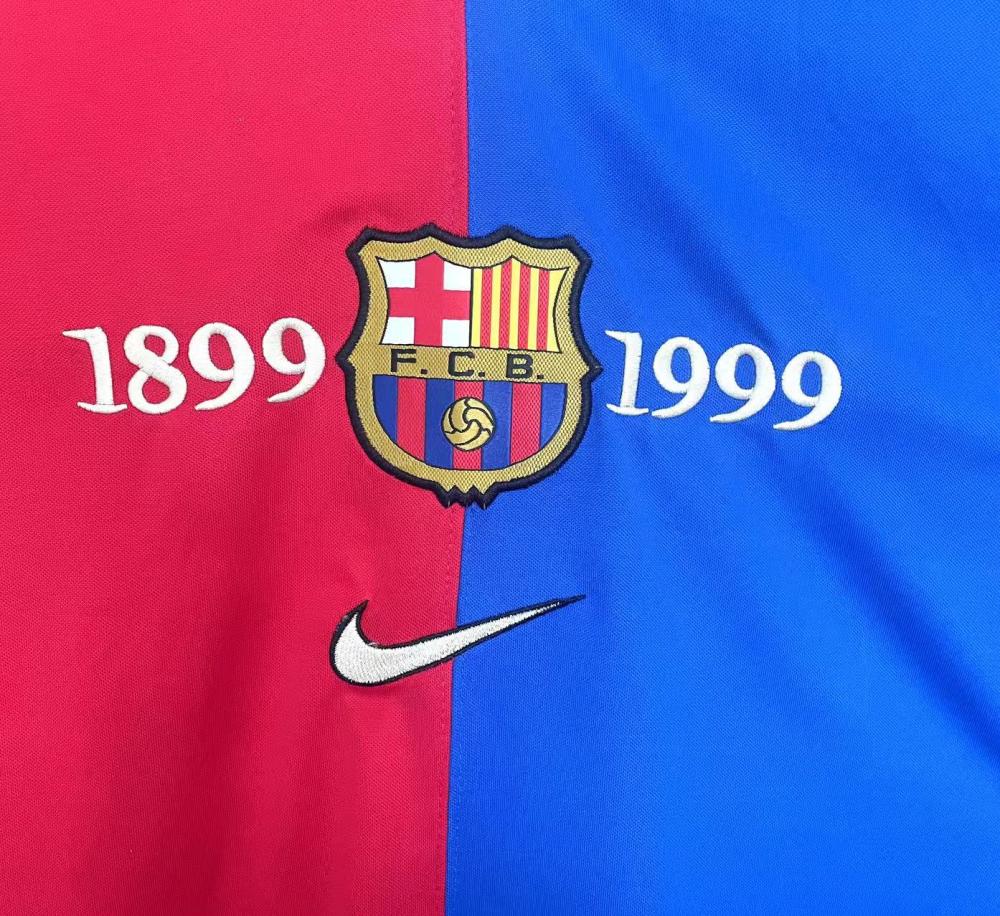 1999/2000 Retro Barcelona Home 100th Anniversary Edition Football Jersey Long Sleeve 1:1 Thailand Quality
