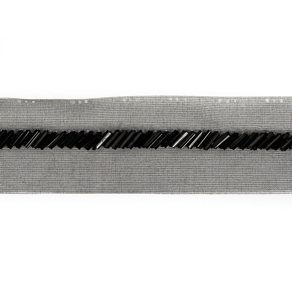 Vintage Black Bugle Beaded Trim - 0.25