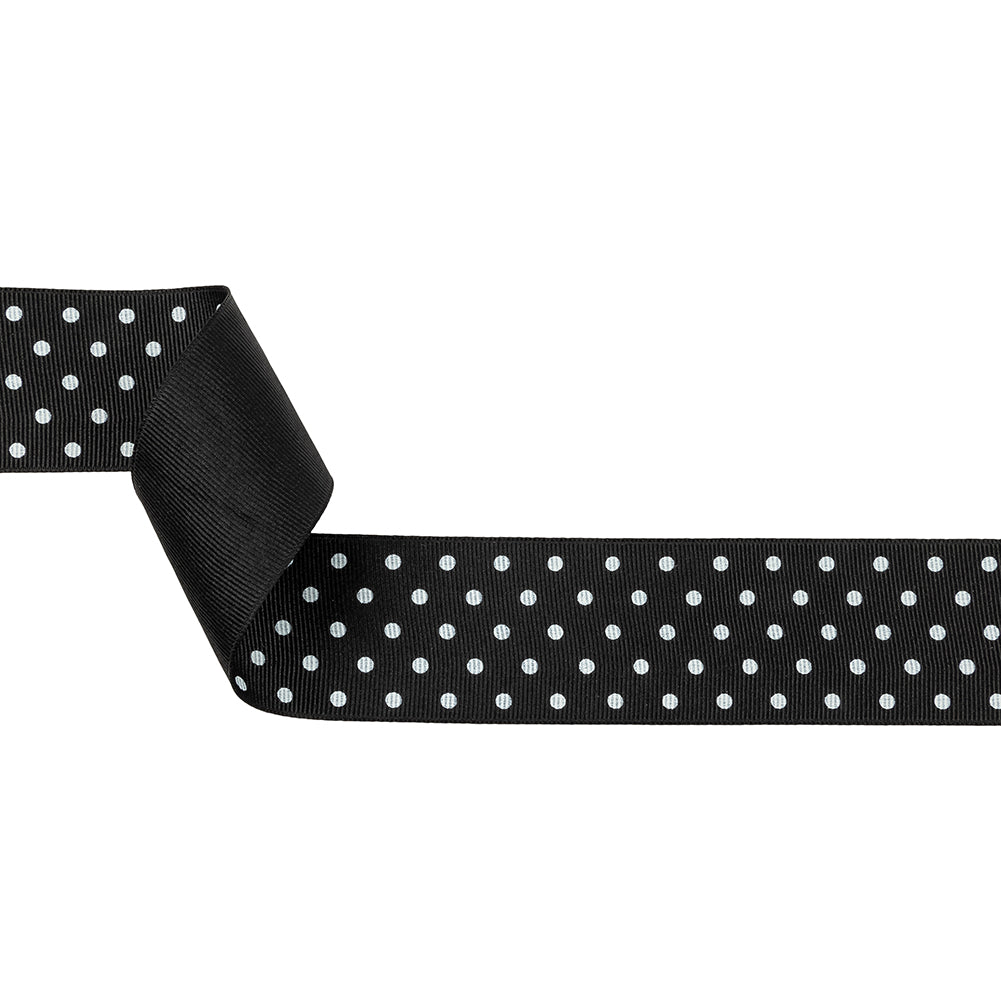 Phantom and White Polka Dots Grosgrain Ribbon - 1.625