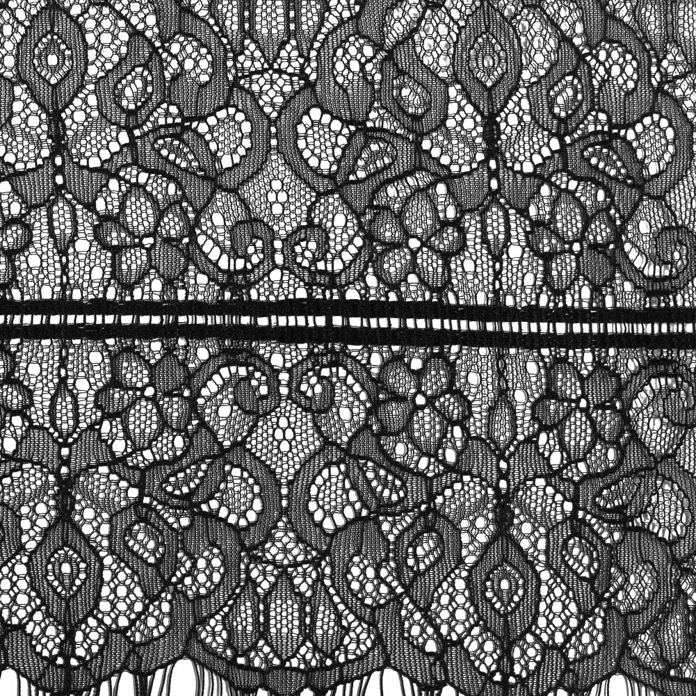 Italian Fine Black Lace Trim with Eyelash Edges - 7
