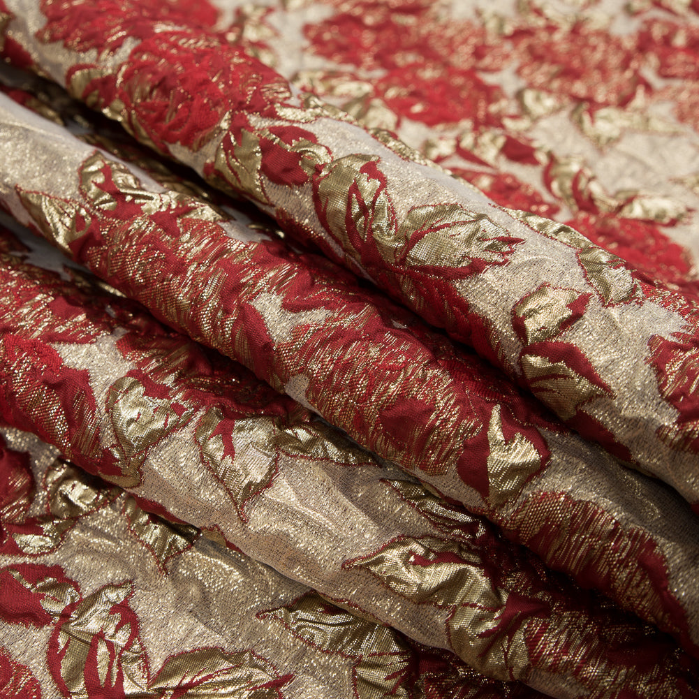 Red Luxury Floral Metallic Brocade - Joann Fabrics