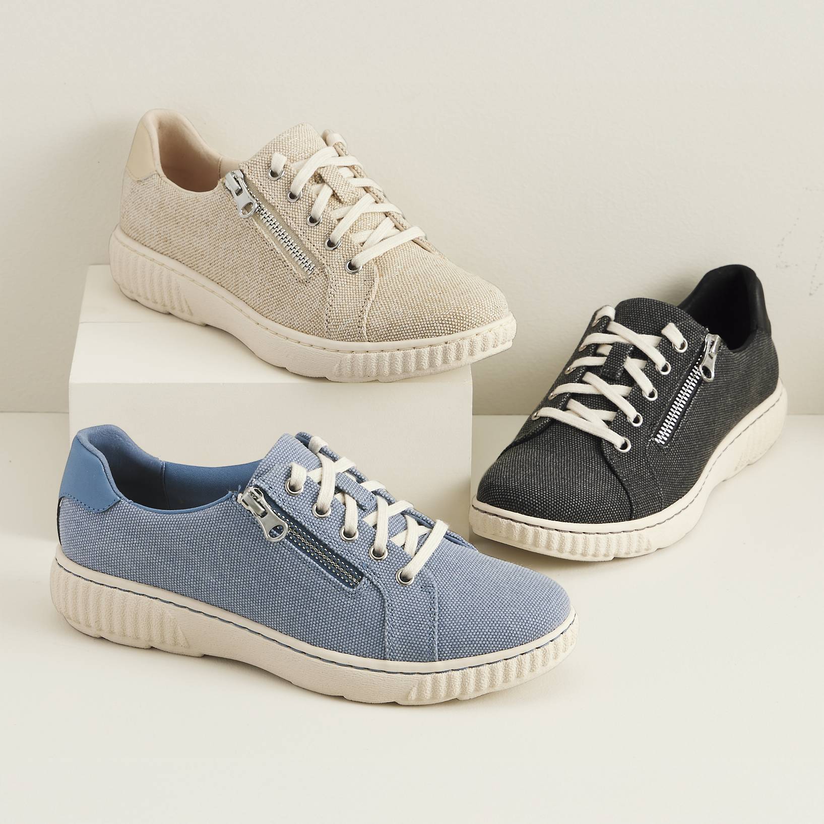 Clarks® Casual Sneakers, Canvas Lace-Up Side Zip, Rubber Outsole - Northstyle Catalog