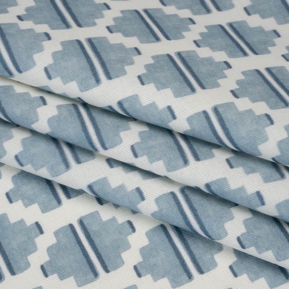 Brushed Cotton and Linen Canvas Print - Marine Blocky Diamonds - British Imported - Joann Fabrics