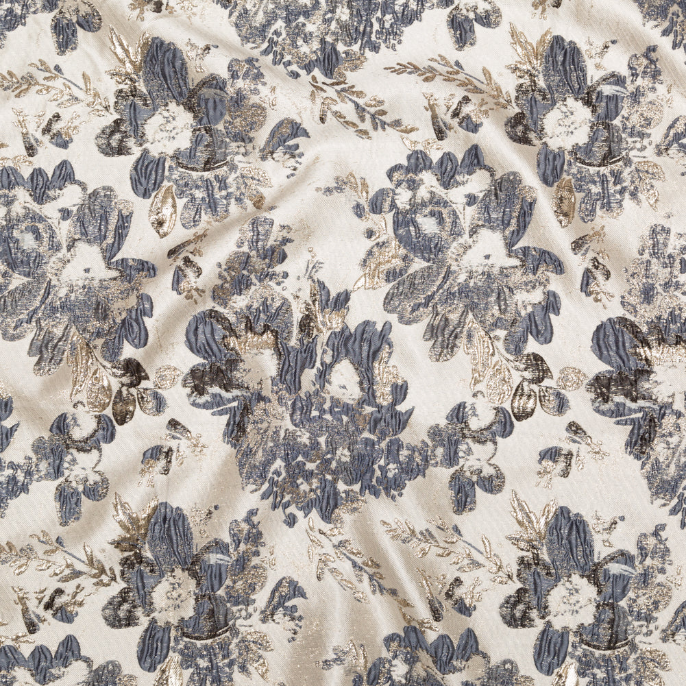 Metallic Bright Gold, Oyster Gray and Odyssey Gray Floral Luxury Brocade - Joann Fabrics
