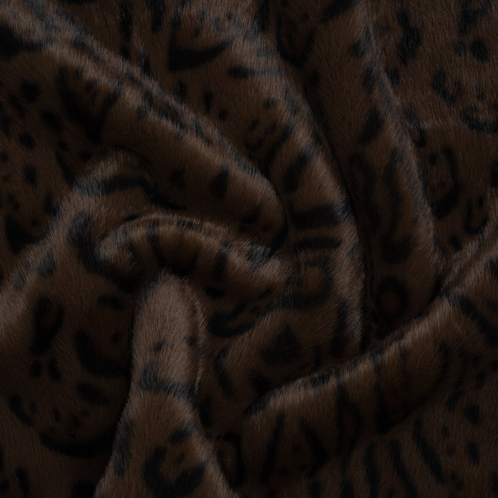 Plush Short Pile Recycled Polyester Faux Fur - Chocolate Brown and Black Animal Print - Joann Fabrics