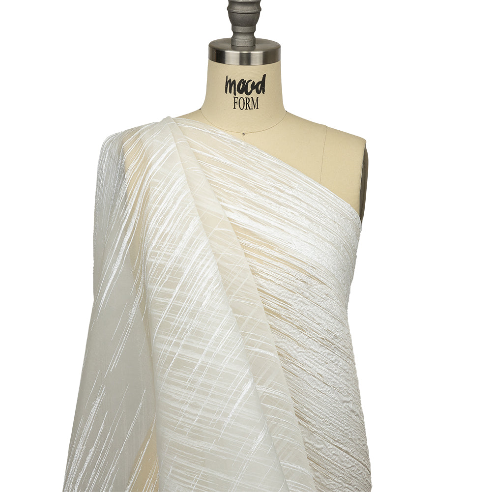 Metallic White Striated Lines Luxury Burnout Brocade - Joann Fabrics