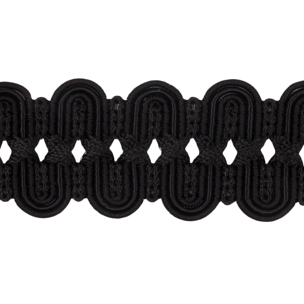Famous NYC Designer Black Arches and Crosses Gimp Braided Trim - 1.375