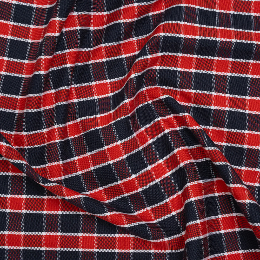 Cotton Oxford Shirting - Red, Blue and White Plaid - Deadstock - Joann Fabrics