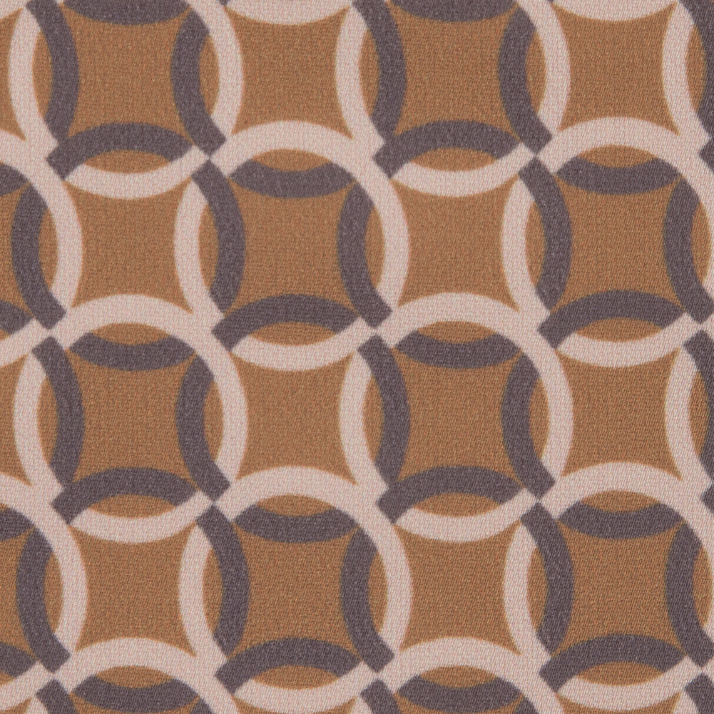 Italian Mustard and Beige Geometric Stretch Polyester - Joann Fabrics