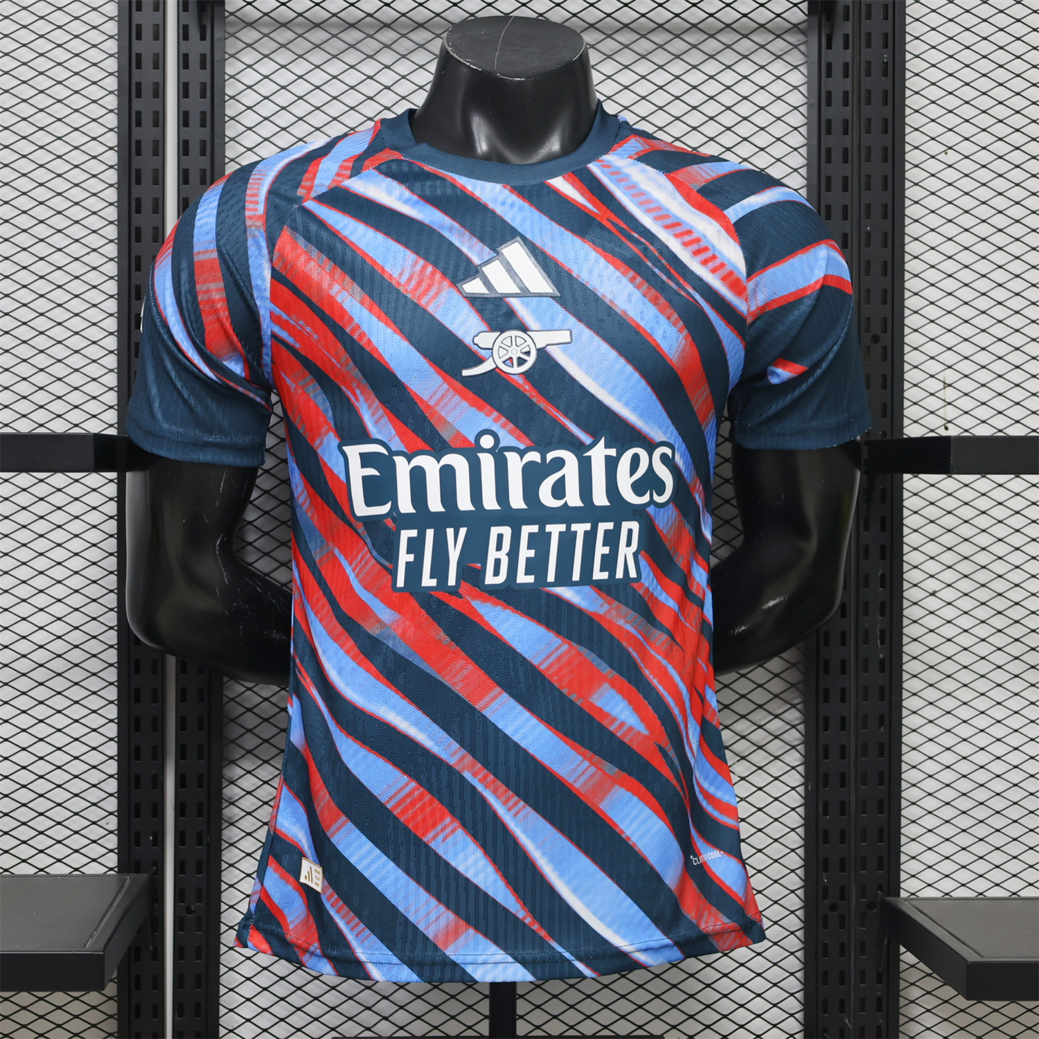 Arsenal 26-27 Red Blue Teal Diagonal Stripes Pre-Match Jersey - Player Version - UnitedFutballJersey