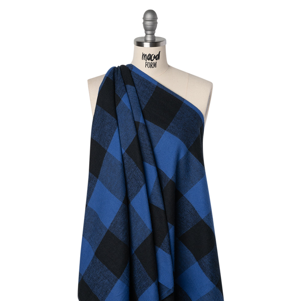 Cotton Twill Flannel - Blue and Black Buffalo Check - Deadstock - Joann Fabrics