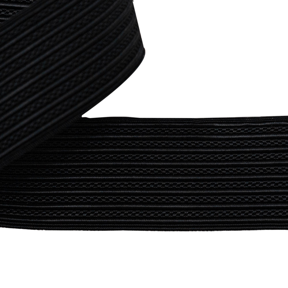 Italian Black Ribbed and Braided Embroidery Trim - 1.5