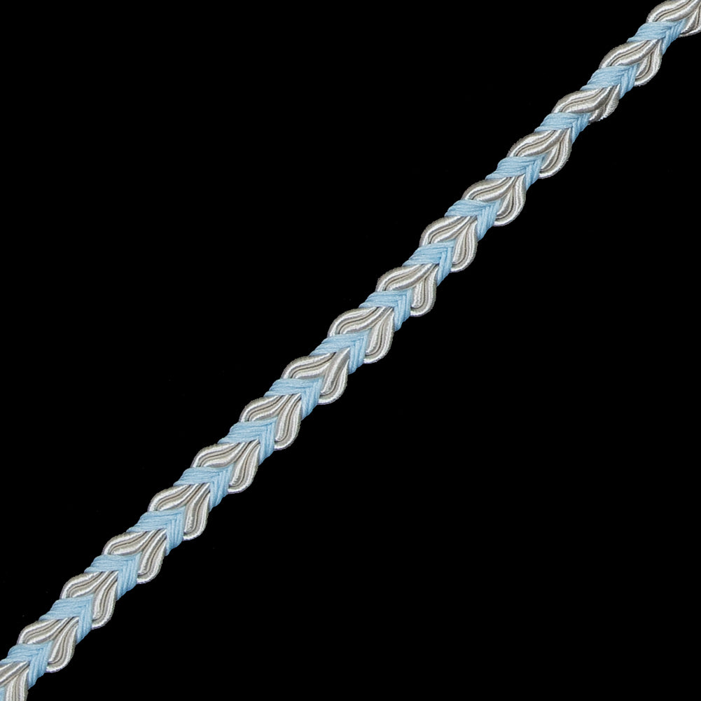 Light Blue and White Two-Tone Braided Trim - 0.25