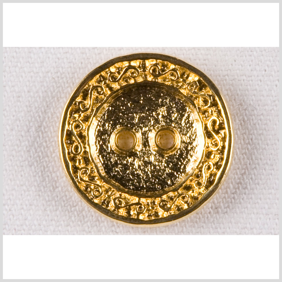 Metal 2-Hole Button - 36L/23mm - Gold Textured with Swirls Rim - Joann Fabrics