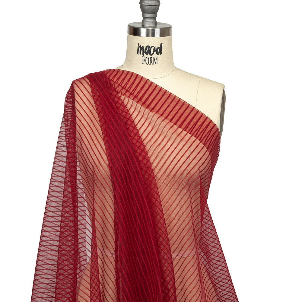 Embroidery Striped Tulle - Wine - Elsinore Collection - Joann Fabrics