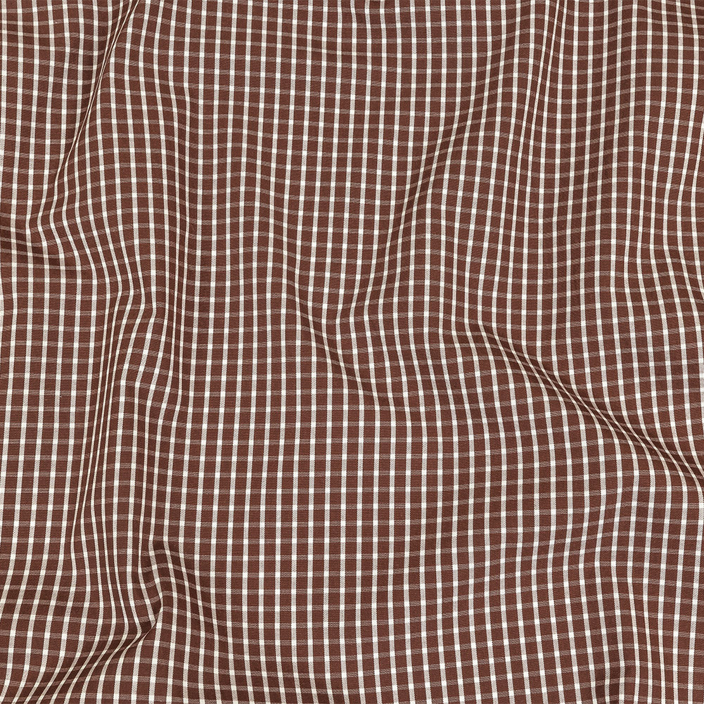 Brown and White Checkered Cotton and Polyester Shirting - Joann Fabrics