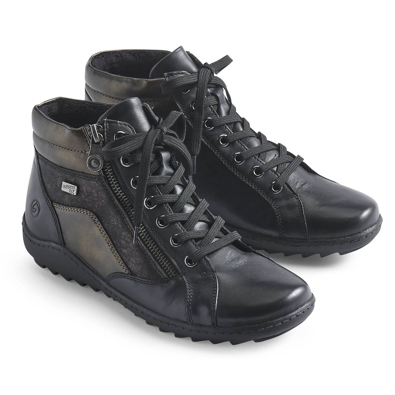 Zip-Accent Leather Ankle Boots from Remonte by Rieker®, Metallic - Northstyle Catalog