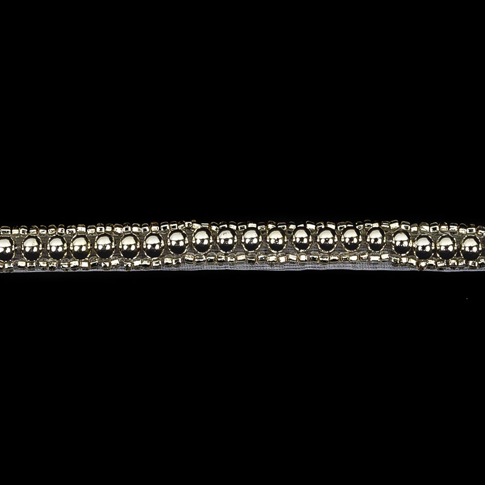 Vintage One Row Silver Ball and Silver Lined Seed Beaded Trimming - 0.25