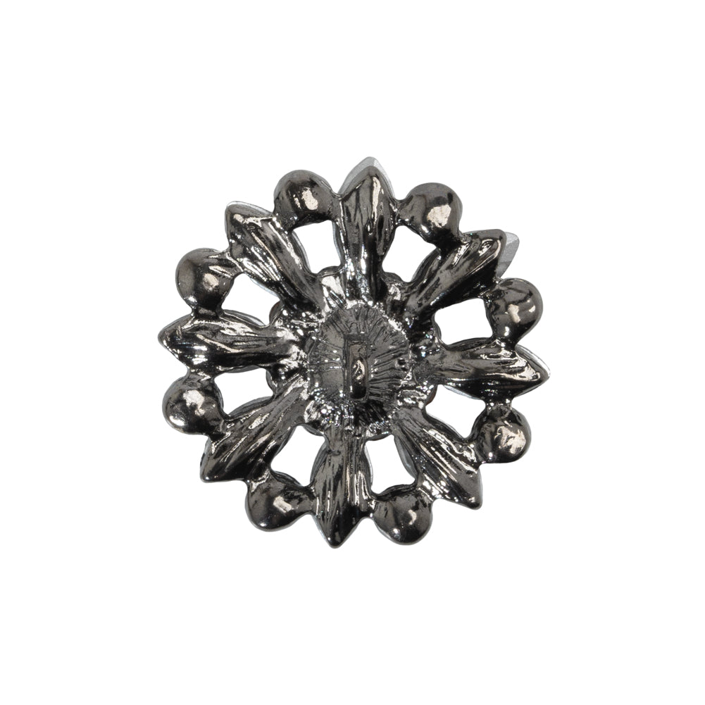 Rhinestone and Metal Shank Back Button - 38L/24mm - Black Diamond and Nickel-Free Silver Open Flower - Joann Fabrics