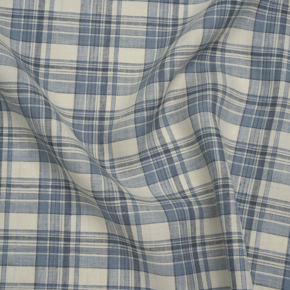 Medium Weight Linen Woven - Country Blue and Cream Plaid - Joann Fabrics