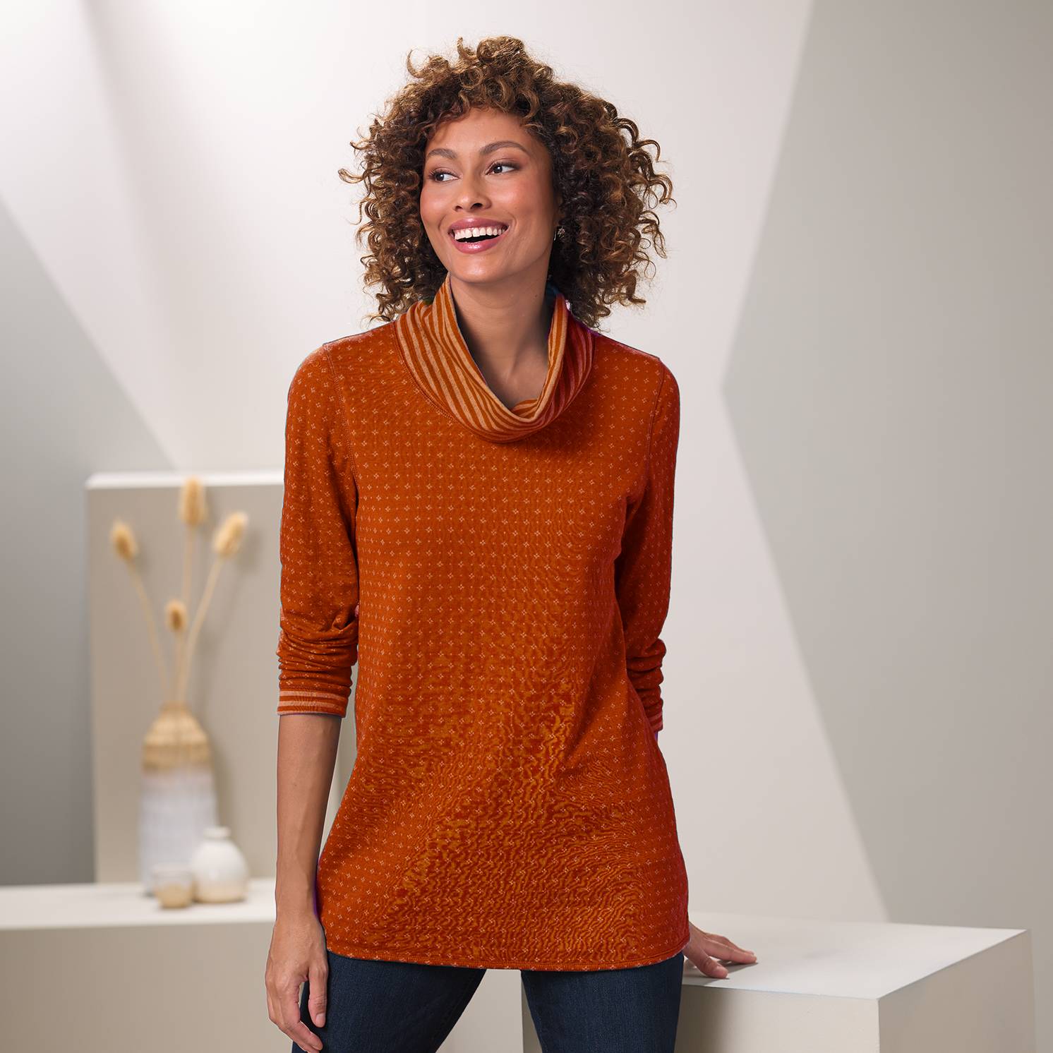 Double-Knit Cowlneck Tunic, Long Sleeves - Northstyle Catalog