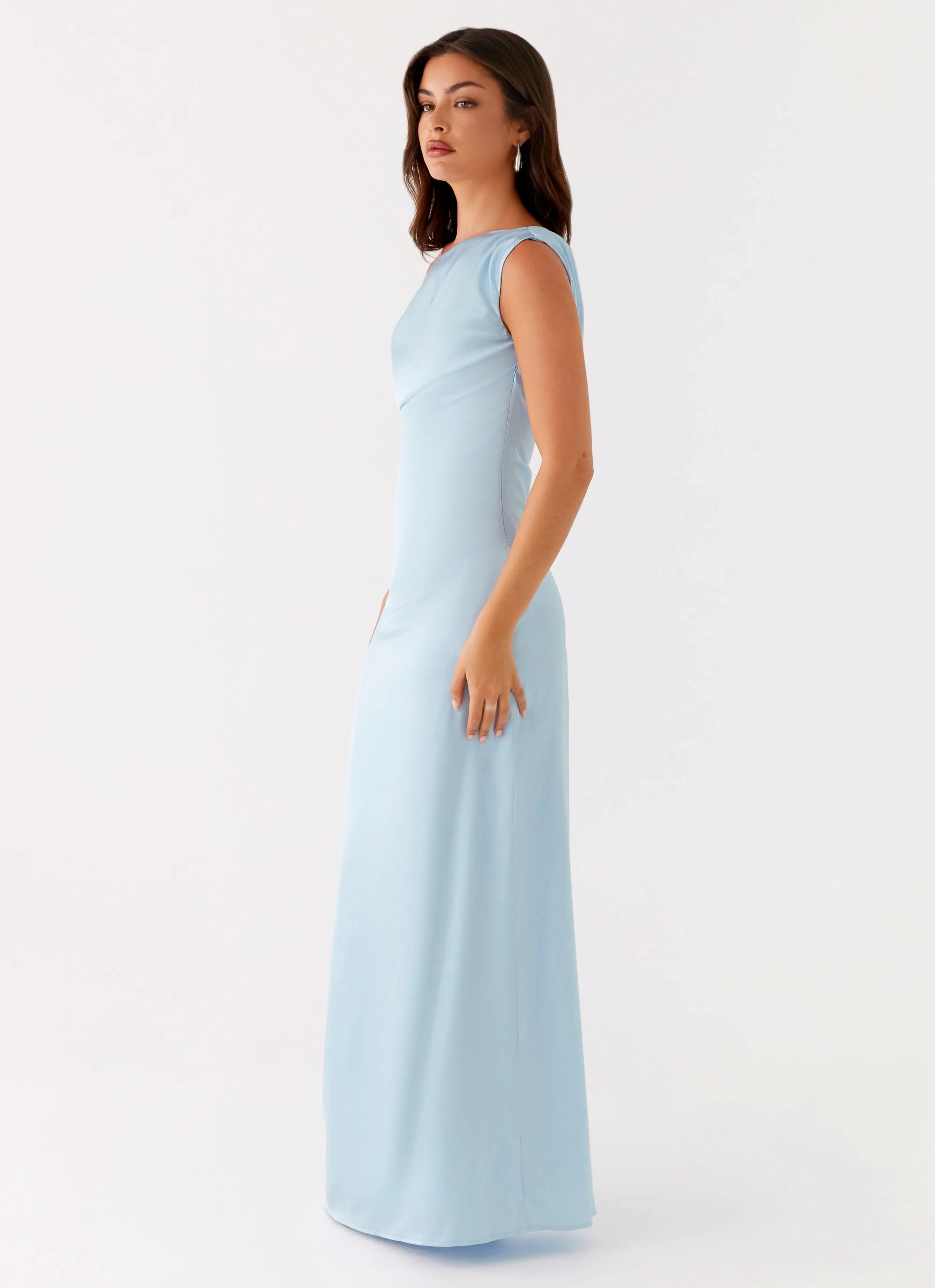 Heart Of Glass Satin Maxi Dress - Blue