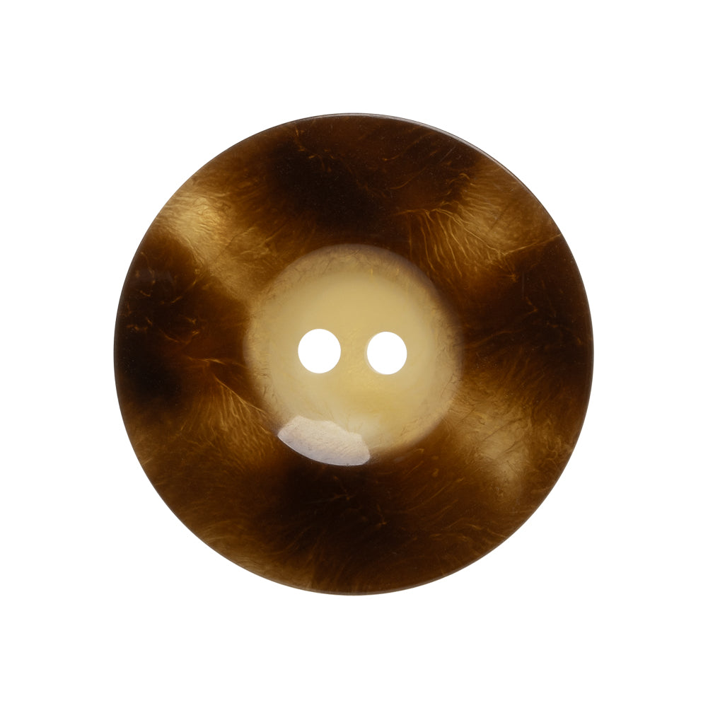Plastic 2-Hole Button Made in Italy - Brown Mottled Wide Rim - 42L/27mm - Joann Fabrics