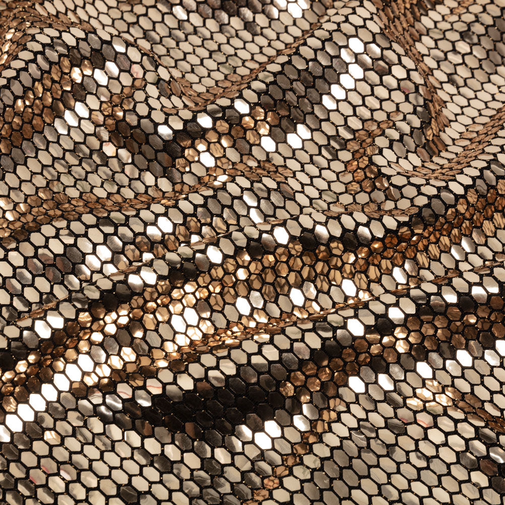 Black and Gold Hexagons Foiled Stretch Nylon Knit - Joann Fabrics