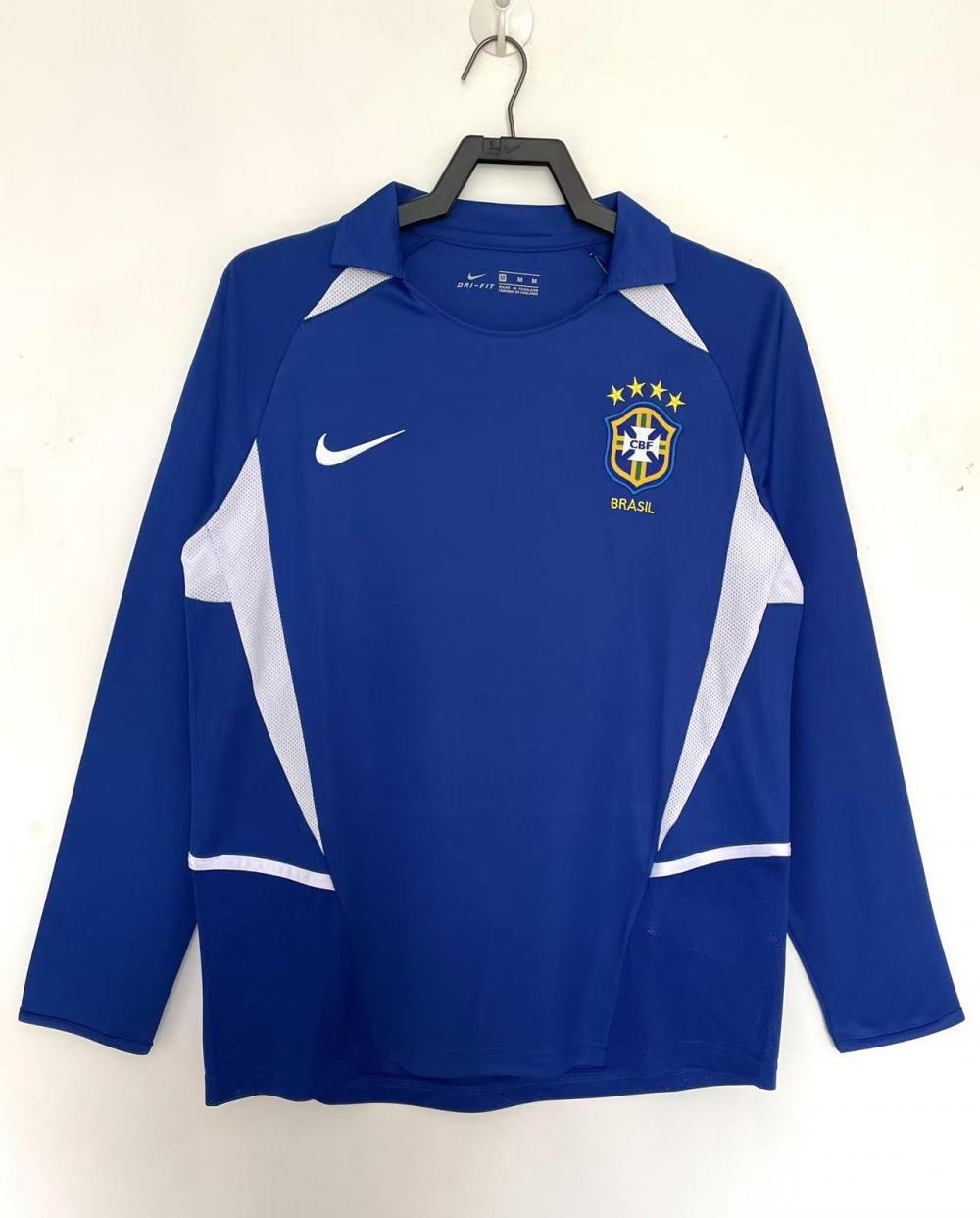 2002 Retro Long Sleeve Brazil Away Soccer Jersey Shirt 1:1 Thai Quality
