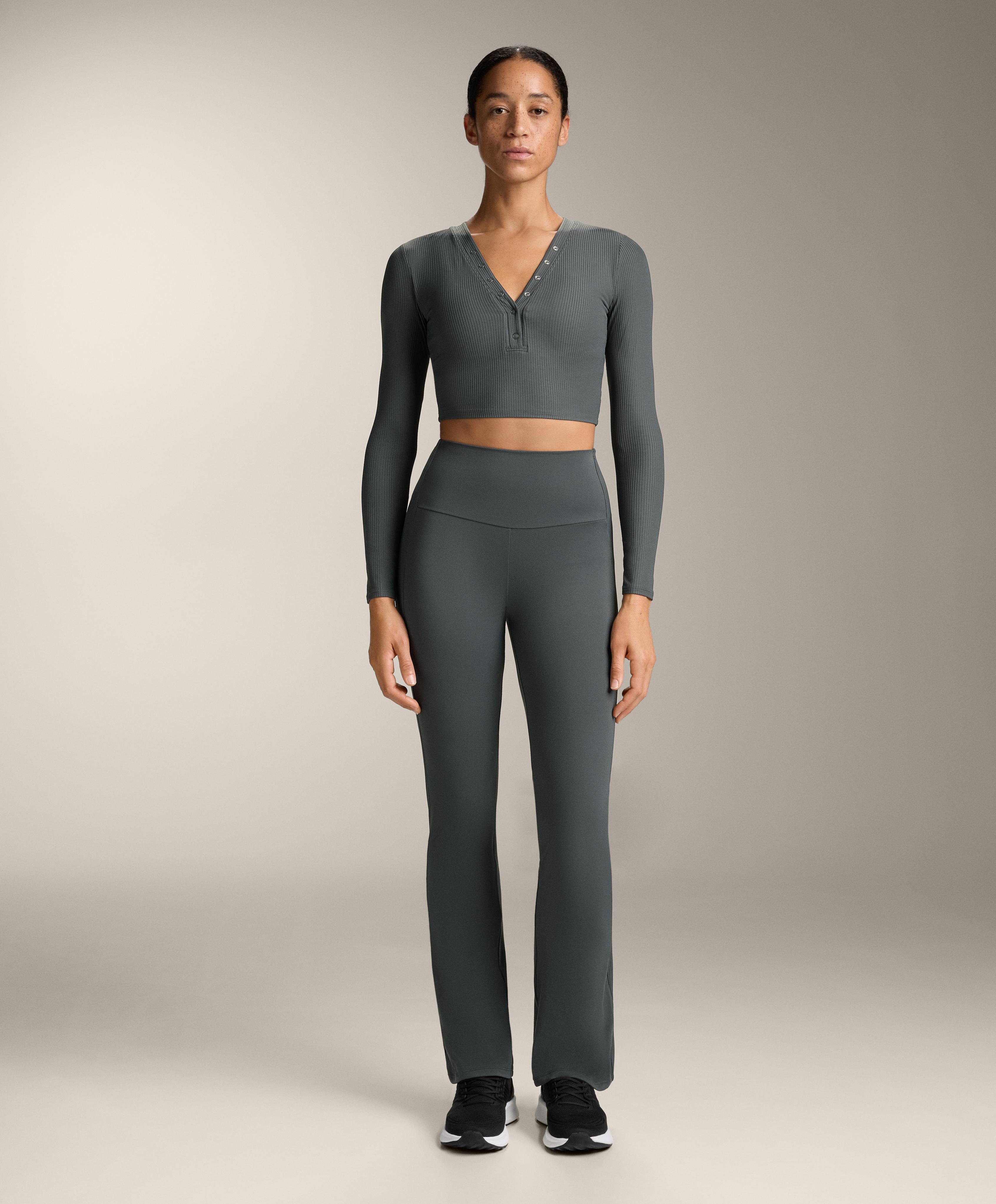 High-rise Comfortlux rib flare trousers
