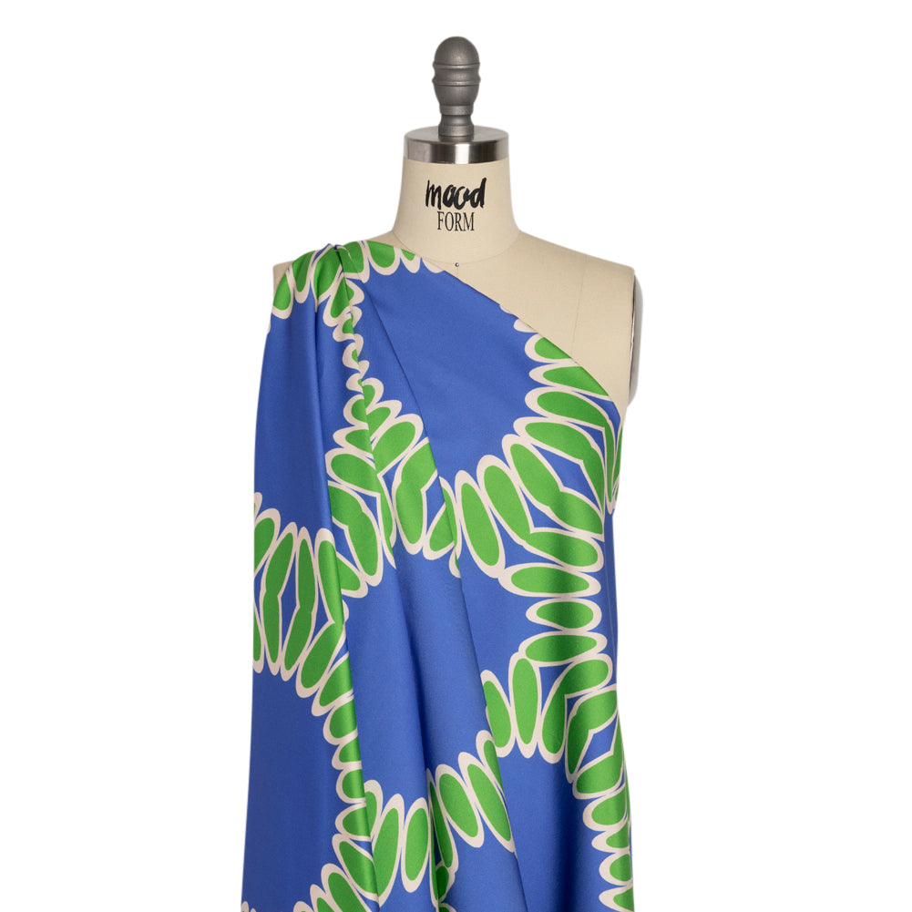 Stretch Cotton Sateen - Blue Leafy Circles - Ripple Effect Print - Mood Exclusive Marigold Collection - Joann Fabrics
