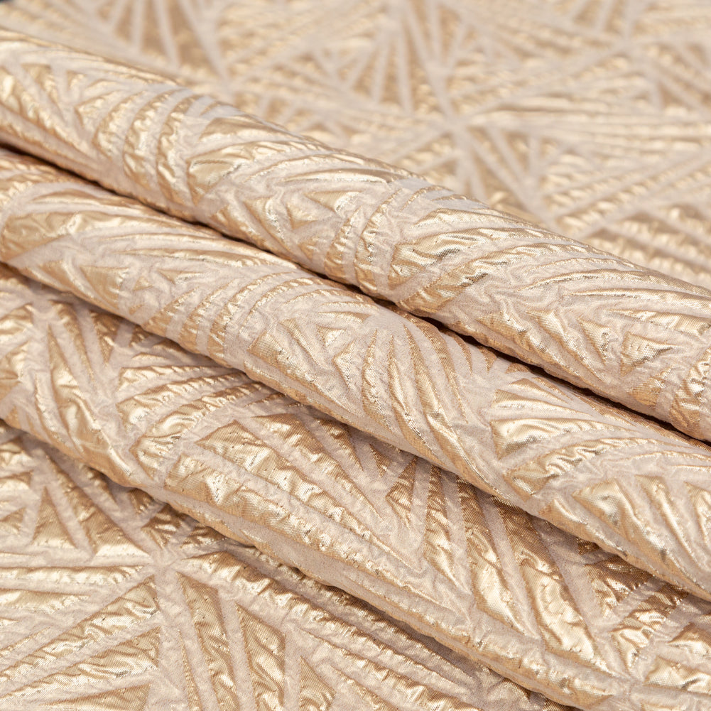 Luminous Gold Geometric Double-Layer Creped Organza Brocade - Joann Fabrics