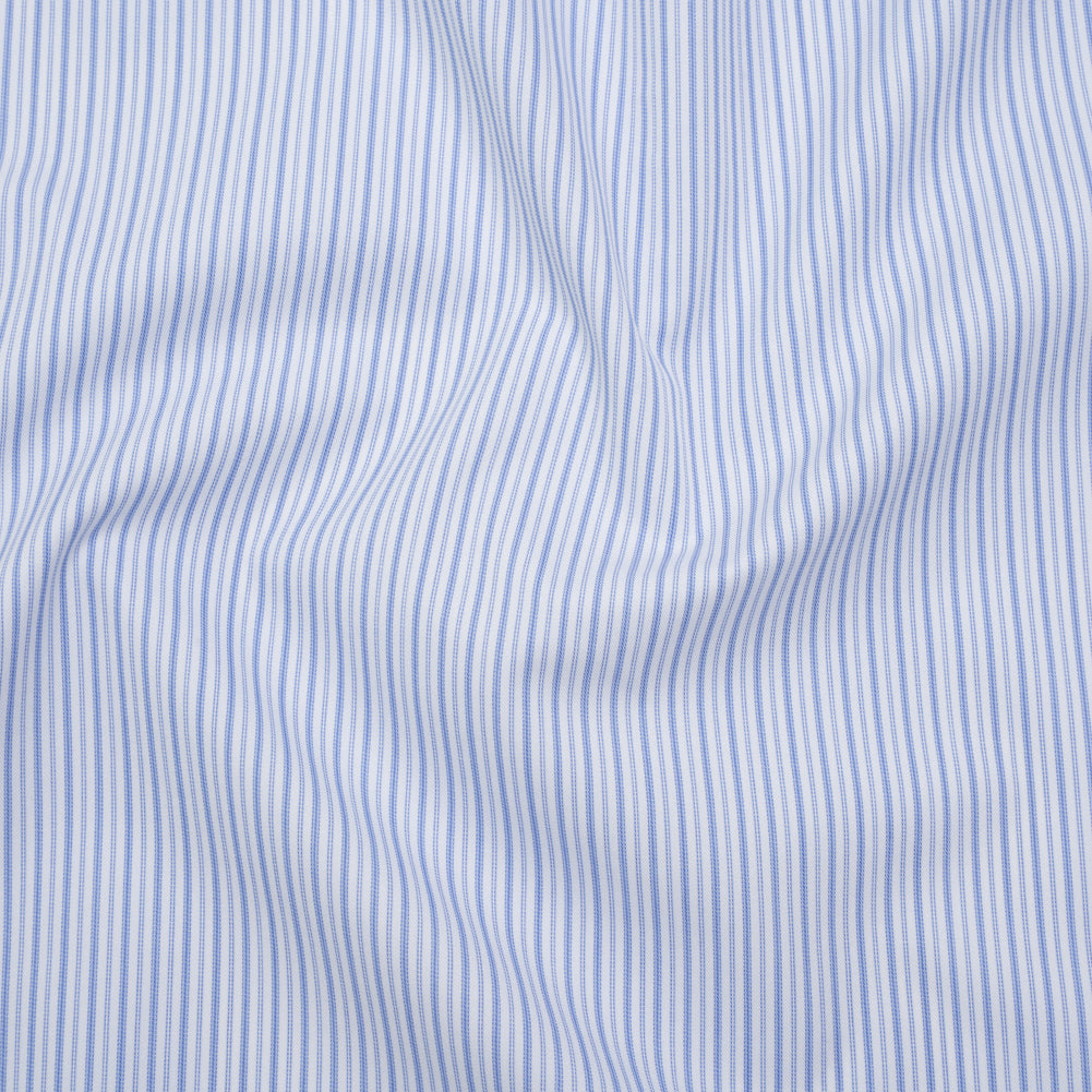Cotton Twill Shirting - Blue and White Alternating Thick and Thin Stripes - Deadstock - Joann Fabrics