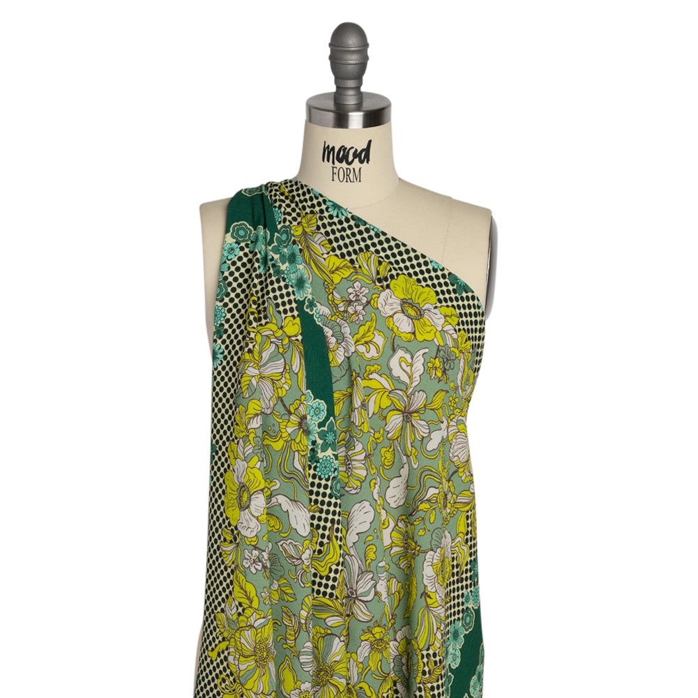 Mood Exclusive Green In Her Hair Crinkled Gauzy Viscose Crepe Panel - Joann Fabrics