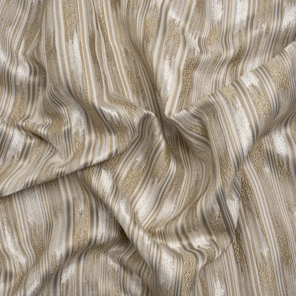 Recycled Polyester Drapery Jacquard - Flax Streaking Stripes - British Imported - Joann Fabrics