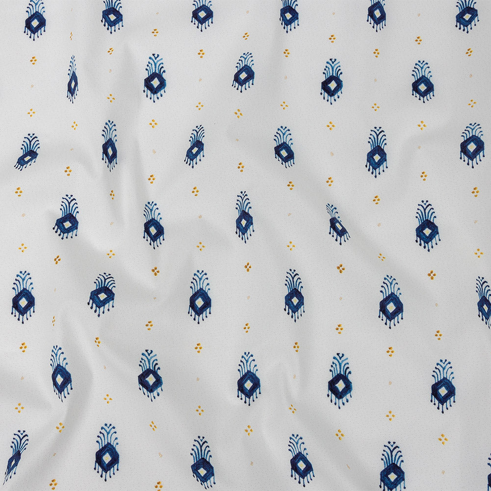 Mood Exclusive White Evil Eye Stretch Cotton Poplin - Joann Fabrics