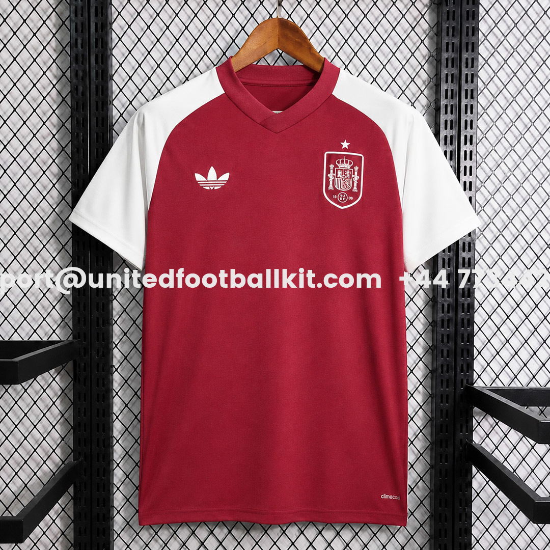 Spain 2026 Red With White Pre-Match Training Jersey - Fans Version - UnitedFutballJersey