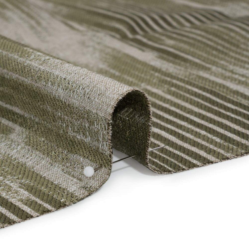 Drapery Jacquard - Moss Ikat Stripes - British Imported - Joann Fabrics