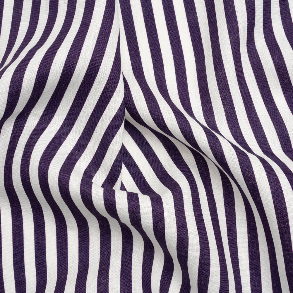 Medium Weight Linen Woven - Eggplant Stripes - Lydia Collection - Joann Fabrics