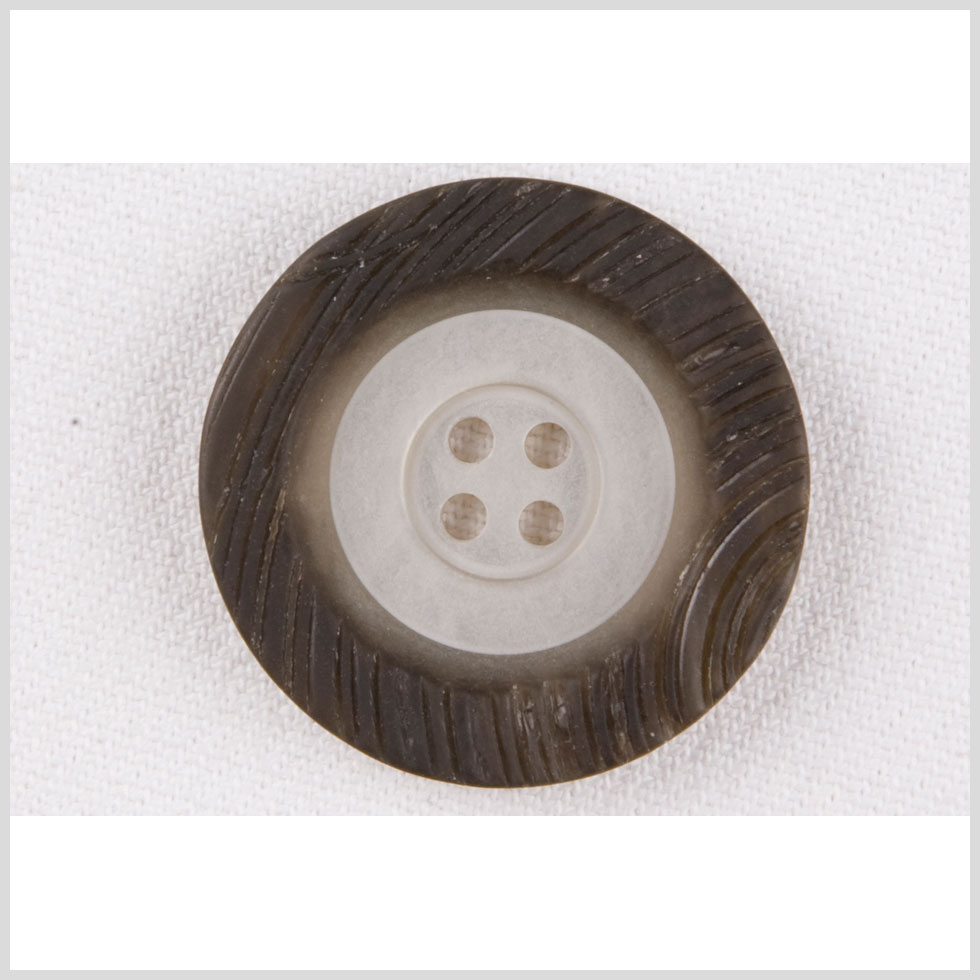Plastic 4-Hole Button - 32L/20mm - Ivory and Warm Dark Gray Rings Engraved Rim - Joann Fabrics