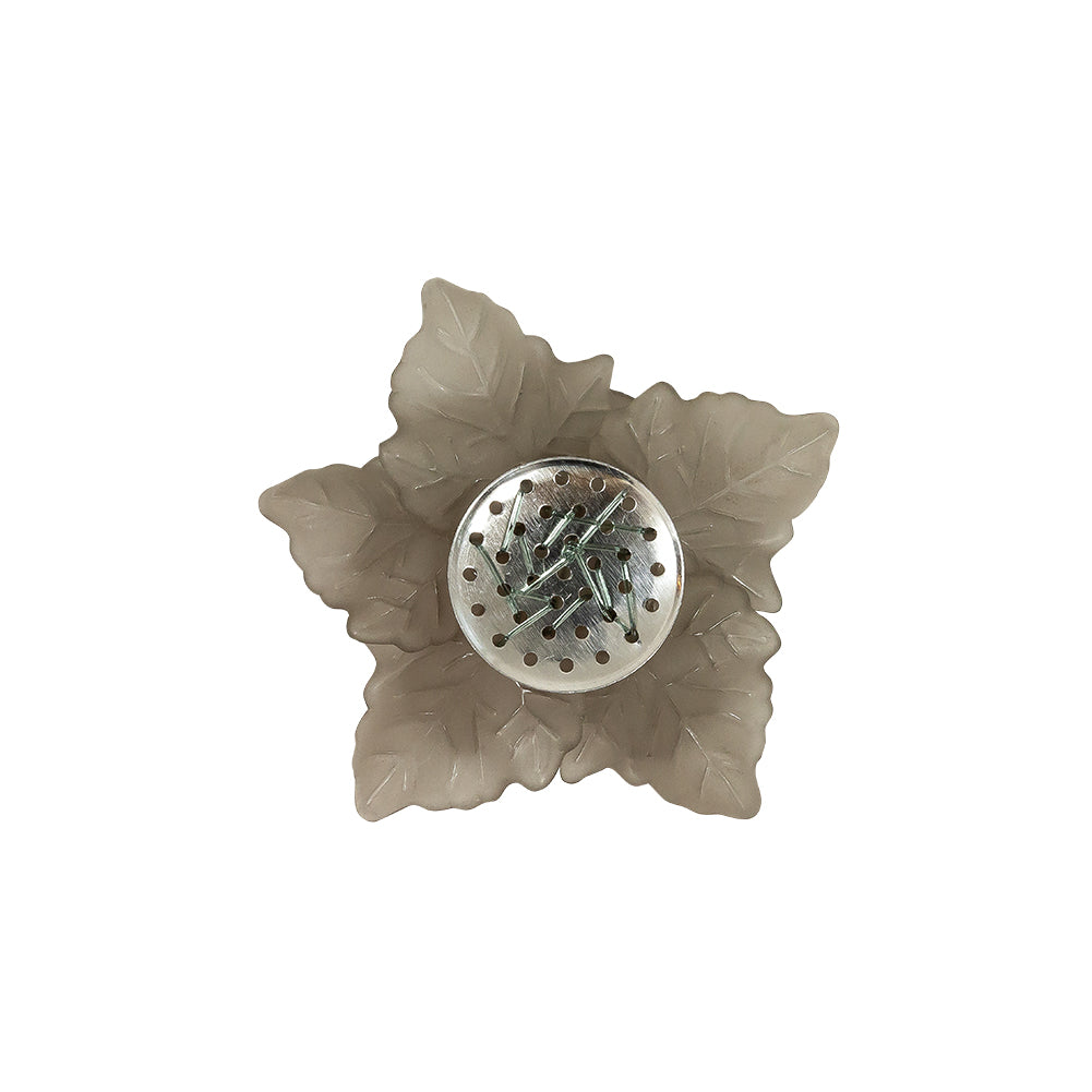 Italian Frosted Antracite 3D Flower Applique with Gray Center Bead - 2