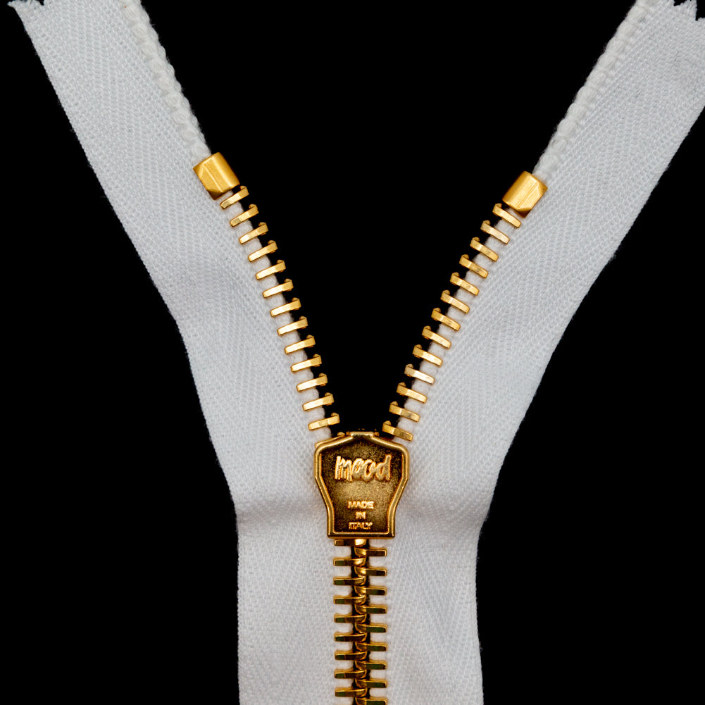 Mood Exclusive Italian Off-White and Gold T8 Closed End Metal Zipper - 9