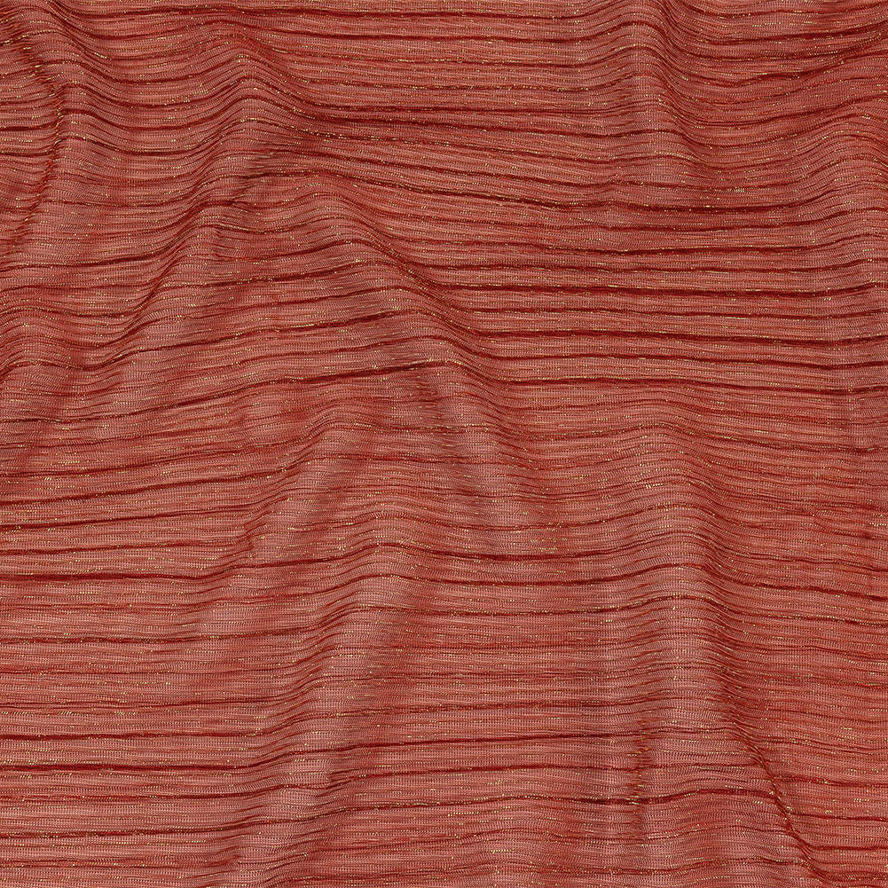 Metallic Stretch Plisse - Tomato and Gold - Natalia Collection - Joann Fabrics