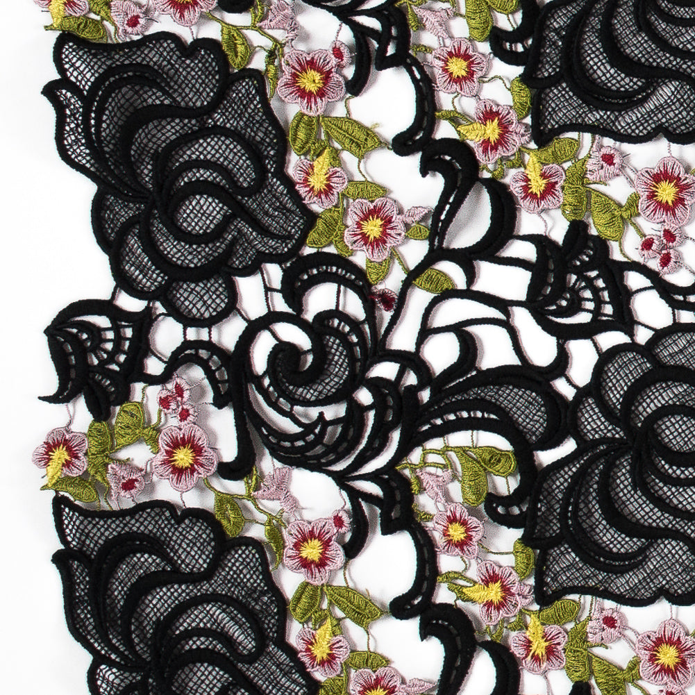 Black Floral Embroidered Guipure Lace - Joann Fabrics