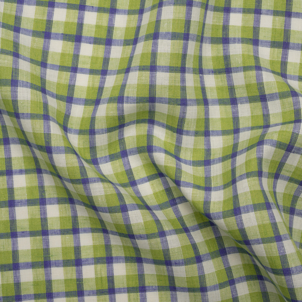 Medium Weight Linen Woven - Lime Green, Blue and Cream Plaid - Joann Fabrics