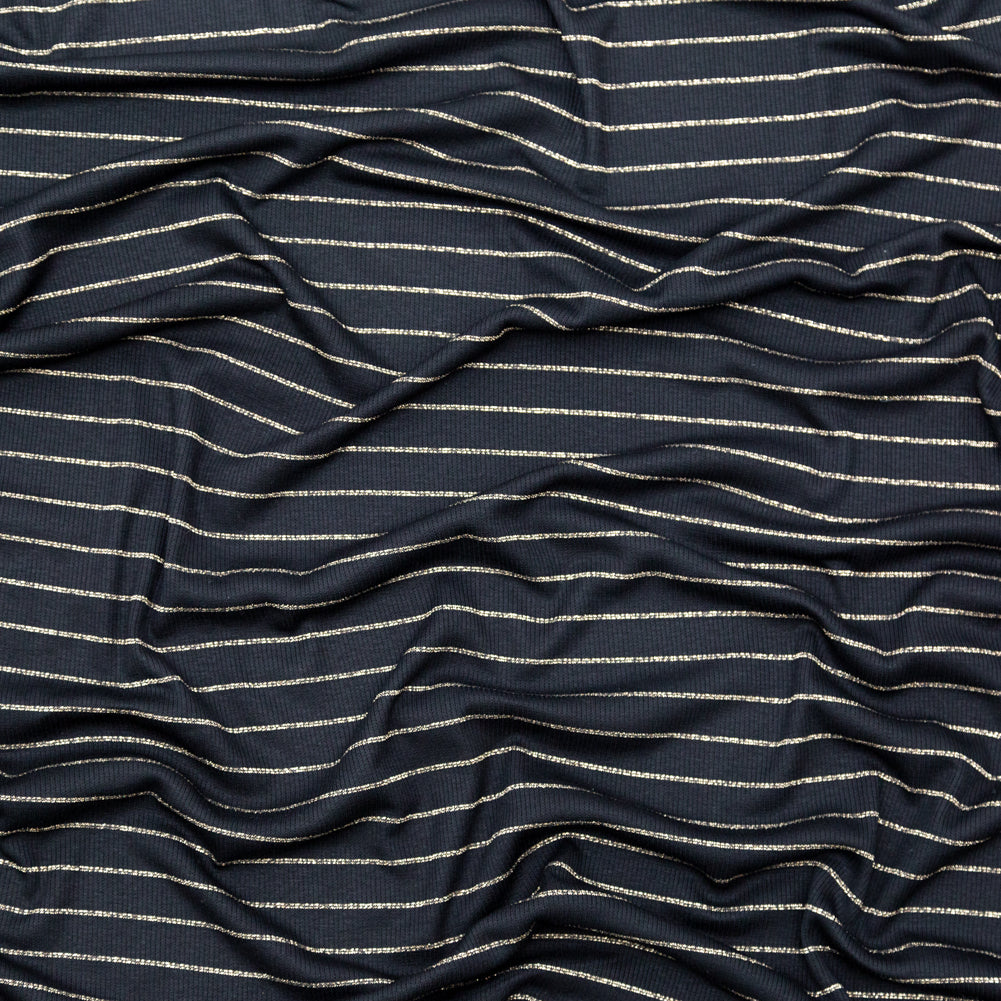 Black and Metallic Gold Striped Rib Knit - Joann Fabrics